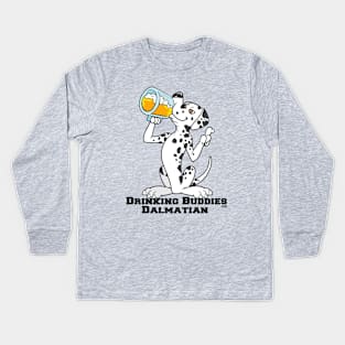 Dalmatian Dog Beer Drinking Buddies Cartoon Kids Long Sleeve T-Shirt